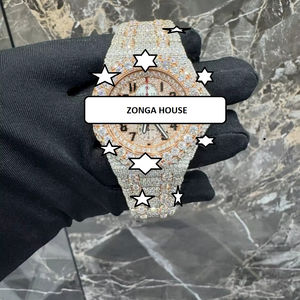 Montre à quartz mécanique avec bracelet en acier inoxydable et cadran en verre, best-seller, avec diamant Moissanite VVS1, pour homme et femme - Product Image 1