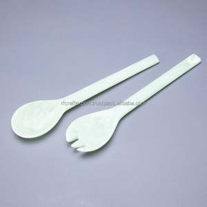 Juego de cubiertos de resina blanca moderna al por mayor espejo pulido Spork ensalada tenedor cuchara servidor por RF Crafts para bodas - Product Image 4