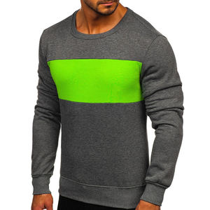 Sudadera Gris para Hombre con Cuello Redondo y Bloques de Color Verde, Corte Regular, Estilo Casual, Tejido de Punto, para Otoño, Material de Algodón - Product Image 1