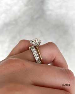 3.6mm Emerald Cut Lab Grown Diamond Half Eternity Wedding Bands 14K Solid Gold Minimalist <b>Stacking</b> <b>Rings</b> Factory Price Wholesale - Product Image 4