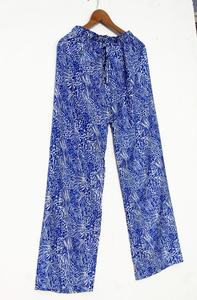 Nouveau coton imprimé Palazzo pantalon pour femmes doux taille élastique été printemps respirant séchage rapide pyjama vêtements de nuit - Product Image 3