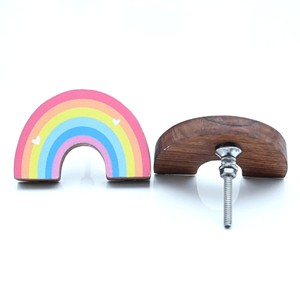 New Arrival Acacia Wood Kids Drawer <b>Knobs</b> Rainbow Cabinet <b>Dresser</b> Pulls High Quality Wooden Furniture Handles <b>Knobs</b> Contemporary - Product Image 3