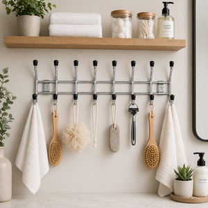 Stainless Steel 8 <b>Hook</b> <b>Wall</b> Mounted Coat Rack Chrome Finish Rust Resistant <b>Hook</b> Organizer for Bathroom Entryway - Product Image 3