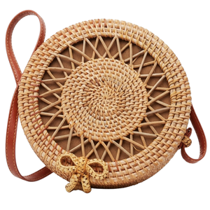 Bolsos de Ratán para Mujer, Bolso Redondo de Paja y Ratán, Venta al por Mayor, Fábrica en Vietnam, Precios Económicos, Se Aceptan OEM y ODM - Product Image 1