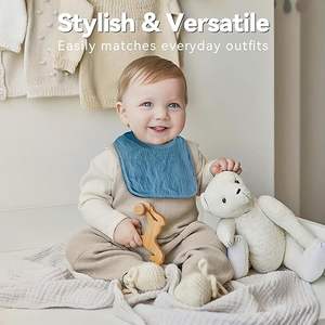 Bavoirs en mousseline bio pour bébé 95% bambou 5% élasthanne Doux et résistants - Product Image 2