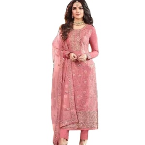 Dernières tendances en matière de salwar kameez décontractés pour femmes en soie et rayonne géorgette brodés, disponibles à prix de gros en provenance d'Inde - Product Image 1