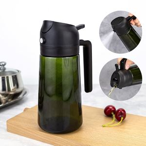 Bouteille pulvérisateur d'huile 2-en-1 de 450 ml, distributeur multi-usage en verre avec buse pour cuisine, salades, cuisson, barbecue, huile d'olive comestible - Product Image 1
