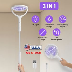 Raqueta Eléctrica Antimosquitos 3 en 1, Varilla Telescópica Giratoria de 90 Grados, Matamosquitos de Mano para Interiores y Exteriores - Product Image 3