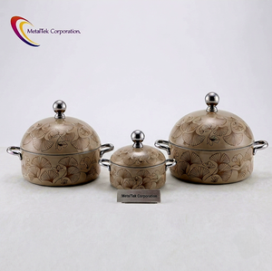 Ensemble de 3 casseroles de luxe élégantes en acier inoxydable, plats de service, plats à gratin, pour buffet, maison, restaurants, cadeau de mariage, ustensiles de cuisine - Product Image 1