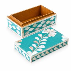 Boîte à bijoux décorative en résine bleue et blanche avec couvercle en bois, porte-papier pour la maison, l'hôtel, la salle de bain, boîte à bijoux avec couvercle, cadeau - Product Image 4