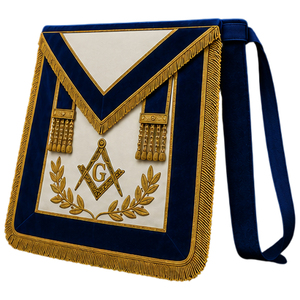 Blue Velvet Masonic Apron Badge <b>Sew</b>-On Embroidered 3D Fringe Safety <b>Pin</b> Custom Color - Product Image 3