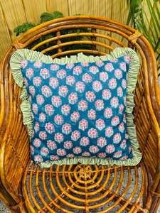 Juego de 5 Fundas de Cojín de Algodón con Estampado Floral y Volantes, Fundas Decorativas para Almohadas - Product Image 2