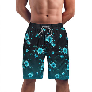 <b>Men's</b> Custom Color <b>Floral</b> Print Quick Dry <b>Swim</b> Trunks Drawstring Waist Casual Beach <b>Shorts</b> - Product Image 2
