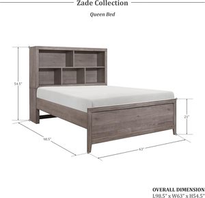 Solid Queen <b>Platform</b> <b>Bed</b> in Brownish Gray Handcrafted Wooden <b>Bed</b> <b>Frame</b> with Traditional Design Solid <b>Wood</b> Style - Product Image 2