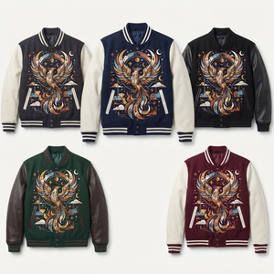Chaqueta Varsity Unisex Retro Letterman Bomber de Tela de Alta Calidad con Nuevo Diseño, Cuerpo de Lana, Mangas de Cuero Genuino y Parche Bordado - Product Image 6