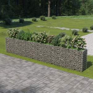 Grandes jardinières surélevées en gabion d'acier galvanisé argenté, pots et bacs à fleurs de qualité supérieure - Product Image 1