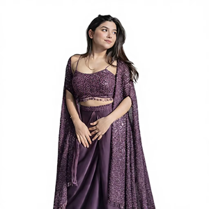 Lehenga de seda crepé premium de la boutique india, lehenga de diseñador estilo Bollywood, ideal para fiestas y bodas, el más vendido, moderno y festivo para mujeres. - Product Image 1