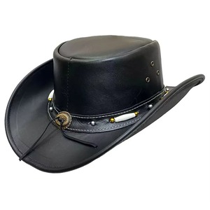 Nouveaux chapeaux de cowboy unisexes en cuir 100% pour la vente en gros 2026, chapeau de cowboy en cuir imprimé sur mesure de qualité supérieure - Product Image 4