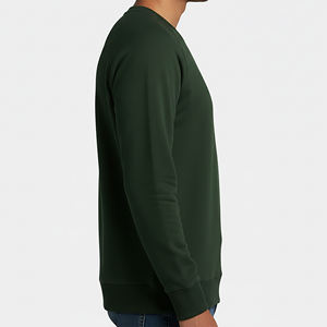Sweat-shirt personnalisé pour homme, vert foncé, col rond, coupe classique, manches longues, en coton tricoté, décontracté, pour l'automne, avec logo sur le devant - Product Image 2