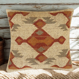 High Quality Wool Jute Handmade Eco-Friendly All-Season Travel Pillow Soft Square Pattern Seat <b>Back</b> <b>Cushion</b> Modern Design Home - Product Image 1