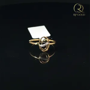 Elegant gold <b>ring</b> with double <b>circle</b> design and sparkling stones modern stylish jewelry for women daily wear and gifting - Product Image 1