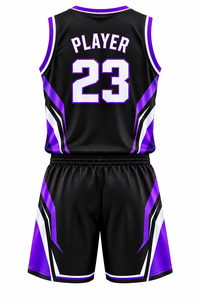 Ensemble d'uniformes de basketball rayés personnalisés par sublimation, maillot de sport en polyester avec logo frontal, tenue d'équipe unisexe, impression numérique, ensemble d'entraînement - Product Image 2