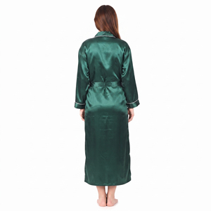 Women Satin Long Robe Full Length V-Neck Elegant Smooth 100% Silk Sleepwear with Belt Pockets <b>Light</b> Weight <b>Sleeping</b> Gown Ladies - Product Image 2