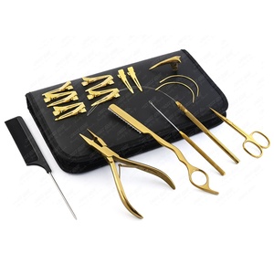 Hair Extensions Tools Clamp Plier <b>Needle</b> 3pcs Tool Kit for Micro Ring Link <b>Bead</b> Human Hair Extension Stainless Steel - Product Image 1