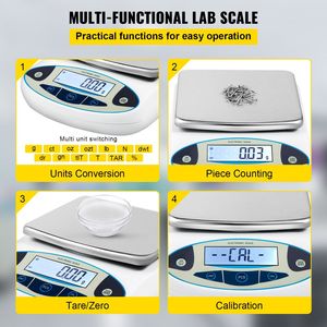 Bilancia Analitica Elettronica ad Alta Precisione 5000g X 0.01g con 13 Unità di Conversione per Uso in Laboratorio - Product Image 4
