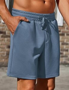 Shorts de sport bleu clair pour homme avec cordon de serrage, décontractés, pour l'entraînement et la gym, avec poches latérales - Product Image 3