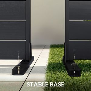 HDPE Outdoor Privacy Screen 47.2"W X 68.5"H Black Decorative Fence Screen with Stand & 6 <b>Panels</b> Door & <b>Window</b> Screen - Product Image 5