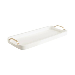 Bandeja Decorativa Rectangular de Acrílico con Asas Doradas, Diseño Minimalista, Paquete Individual - Product Image 3