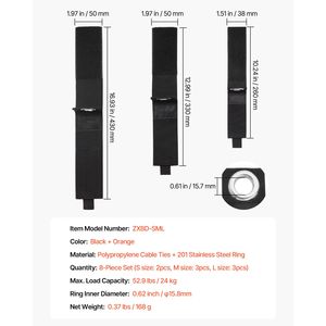 Set da 8 Cinghie Resistenti per Cavi di Prolunga, Organizzatore per Garage, Supporto per Cavi, Fascette per Cavi da 52 Pollici - Product Image 4