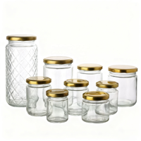 Precio de fábrica 30ml ~ 1000ml contenedores redondos de almacenamiento de boca ancha vacío hermético encurtido comida mermelada tarro de almacenamiento de vidrio con tapa de hojalata