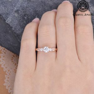 Charm_Jewells IGI Certified 3 GM <b>Silver</b> 18K Gold Plated Cushion Cut Moissanite Eternity <b>Band</b> <b>Ring</b> Prong Setting Women's <b>Ring</b> - Product Image 4