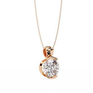 Collier pendentif solitaire en or rose 14 carats avec diamant jaune de laboratoire de 2,22 carats, minimaliste, délicat, demi-sertissage, bijoux de mariage tendance - Product Image 3