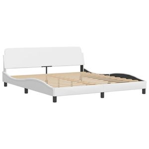 Cadre de lit en similicuir Hvar blanc 72"x83.9" sans matelas, lits rembourrés - Product Image 5