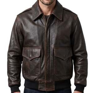 Veste de pilote en cuir marron vintage A2 de qualité supérieure en cuir de vachette antique pour hommes et femmes |   Veste bomber authentique pour couple aviateur - Product Image 1