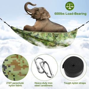 Amaca da campeggio leggera da 440 libbre con rete doppia o singola con cinturino per albero e borsa da trasporto accessori per esterni - Product Image 4