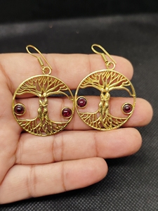 Pendientes de Latón con Gema de Granate para Mujer, Venta al por Mayor Directa de Fábrica, Moda Femenina - Product Image 4