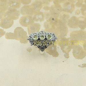 Natural Peridot Gemstone 925 Sterling Silver Vintage Filigree <b>Ring</b> Handmade Boho Statement Jewelry Gift <b>for</b> Women <b>Men</b> Unisex Her - Product Image 6