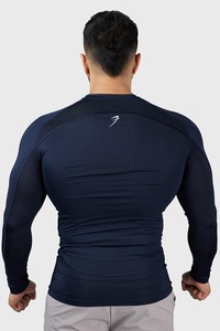 mens compression shirt gym fitness athletic wear quick dry stretch fabric training workout tee running supplier - Product Image 4