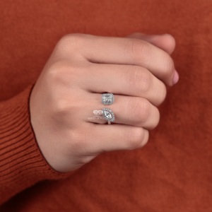 Anillo de Oro Amarillo de 14K con Diamantes Cultivados en Laboratorio Toi Et Moi, Corte Marquesa y Radiante, Doble Halo, Joyería Nupcial, Fabricante y Proveedor - Product Image 3