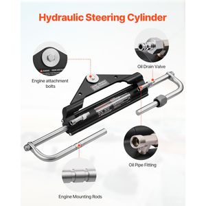 Kit di Sterzo Idraulico Fuoribordo da 150 CV con Volante Marino in PVC da 13,5 Pollici e Sistema Idraulico con Pompa - Product Image 4
