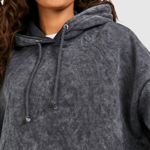 Nouveau design – Sweats à capuche en molleton de coton délavé pour femme – Tendance et personnalisables pour l'hiver – Sweats à capuche pour femme avec impression personnalisée tricotée - Product Image 5