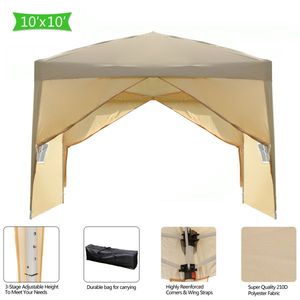 Practical Waterproof Khaki Camping Tent 3 X 3m Right Angle Folding with Two Doors and Two Windows - Product Image 1
