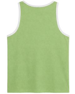 Camiseta sin mangas para hombre, personalizada, verde claro con ribete blanco, chaleco de algodón, informal, para verano, gimnasio, entrenamiento, fitness, color sólido. - Product Image 2