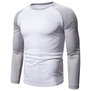 Camisetas de manga larga de punto liso de ajuste ajustado para hombre, talla grande, para gimnasio, para adultos, ropa deportiva de compresión de ajuste ajustado con cuello redondo - Product Image 1