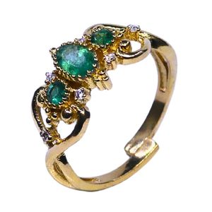 Wedding Wear 925 Sterling <b>Silver</b> Gold Plated Jewelry <b>Emerald</b> White Topaz Gemstone Women Wear Classic <b>Ring</b> - Product Image 5