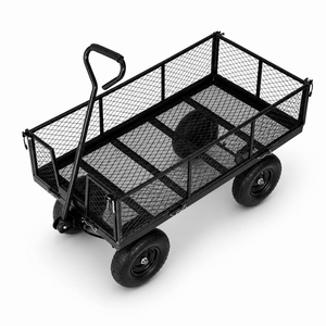 Chariot de jardin robuste en treillis d'acier OEM/ODM, capacité 450 kg, côtés en treillis amovibles, pneus pneumatiques de 10 pouces, pour le transport de terre et de plantes ODGGAD008 - Product Image 1
